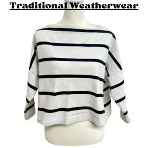 Traditional Weatherwear トラディショナルウェザーウェア レディース トップス Tシャツ 7分丈 クロップド 白＆黒ストライプ S inp1-348