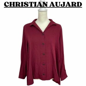 ★超美品 CHRISTIAN AUJARD クリスチャンオジャール レディース トップス シャツ おしゃれ フォーマル ワインレッド 9T inp1-128