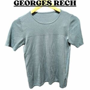 * beautiful goods GEORGES RECH Georges Rech tops lady's knitted thin U neck ( crew neck ) light green 36 / S nr1-008