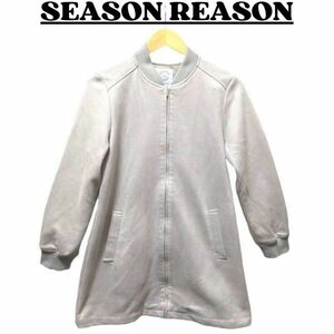 ★美品 SEASON REASON シーズンリーズン コートジャケット レディース 手触りいい ポケット ミディロング カジュアル アイボリーM nr1-016