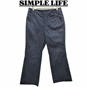 ★美品 SIMPLE LIFE シンプルライフ ボトムス レディース ストレッチパンツ ストレート ワイド カジュアル フォーマル ブラック nr1-048