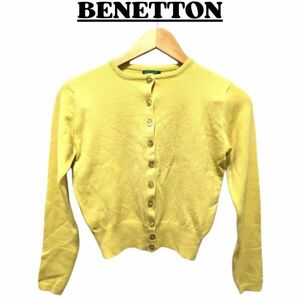 ★美品 BENETTON ベネトン トップス レディース 長袖ボレロニット 薄手セーター カーディガン カジュアル フォーマル イエロー S / nr2-051