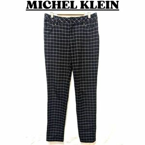 ★美品 MICHEL KLEIN ミッシェルクラン ボトムス レディース ストレートパンツ カジュアル 黒＆グレー(チェック柄) 40 / L nr2-047