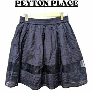 ★美品 PEYTON PLACE ペイトンプレイス スカート レディース ひざ丈 プリーツ シースルー シフォン カジュアル かわいい 紺 M / nr2-025