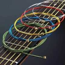 ★新品★ アコースティックギター フォークギター クラシックギター用 カラー弦 カラフル レインボー E～A弦 6本セット / CS-a50_画像1