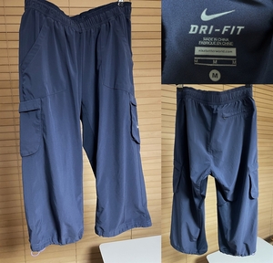  【激安1点のみ 国内正規品】NIKE ナイキ DRI-FIT ドライフィット ストレッチ ウエストゴム 七分丈 クロップド パンツ M ネイビー系