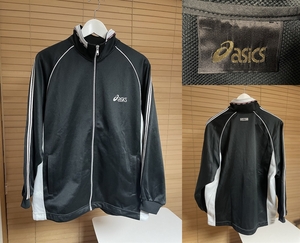 【激安1点のみ 国内正規品】asics アシックス ポリエステル100% 袖ライン ロゴ ジャージ トラックトップ ジャケット M ブラック系 XGT384