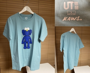 【激安1点のみ 国内正規品】UNIQLO ユニクロ UT KAWS カウズ コラボ コットン100% 半袖 Tシャツ L ライトブルー系 341-422020 USED