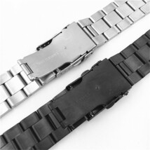 【新品】時計ベルト 20mm 3連 オイスター 弓カン ステンレス ブラック 無垢_画像3