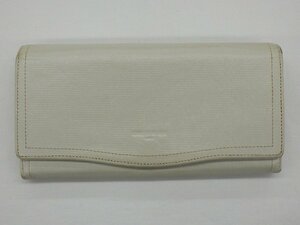 ★ コムサデモード sacs ★ 革製 長財布 L字ファスナー　パールホワイト ＄■ USED