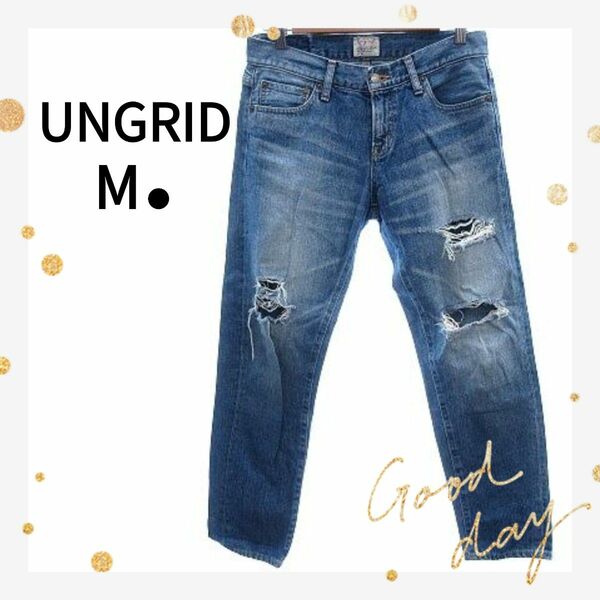 UNGRID●デニムパンツ 25 Ｍ 青 ジーンズ ジーパン Gパン ダメージ