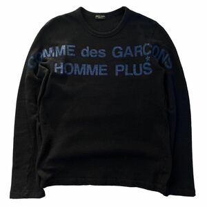 AD 1999 comme des garons homme plus knit logo print sweater collection archive Japanese label Rei Kawakubo rare 