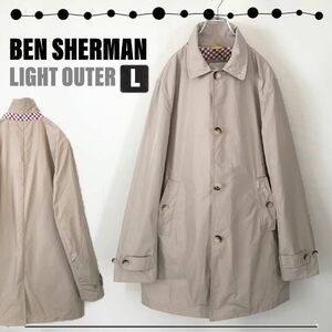 ベンシャーマン BEN SHERMAN★スプリングコート★軽量ナイロン/ステンカラーコート★ブリティッシュスタイル★メンズL 