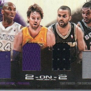 【Kobe Bryant / Pau Gasol / Tim Duncan / Tony Parker】 2013-2014 Panini Court Kings 2 - on - 2 4 Jersey /99 99枚限定 激レア部!の画像1