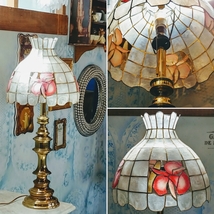 アメリカン アンティーク/花柄 カピス貝 ステンド /スタンドランプ/　Antique Lamp/#店舗什器#スタンドライト#貝殻#カピス_画像1