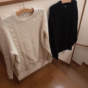 ユニクロ　セーター　XL　ホワイト　ブラック