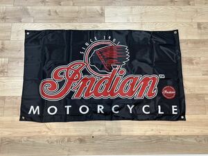 約150x90cm インディアン モーターサイクル 特大フラッグ バナー タペストリー 旗 ガレージ装飾 アメリカン ハーレー ホットロッド バイク