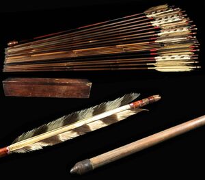  Edo период большой название . смычок стрела . бамбук стрела 20шт.@ с коробкой . стрела ./ доспехи [6262rp]