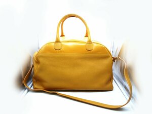 ★LOEWE ロエベ ボストンバッグ 旅行カバン イエロー ショルダー ハンド ２way レザー L27★/H