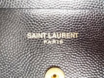 ■【美品】SAINT LAURENT サンローラン 二つ折り財布 530841 BOWA1 レザー ブラック 黒 ゴールド金具 コンパクト■/A_画像6