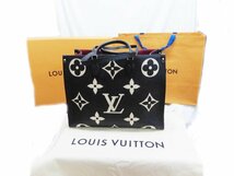 ★Louis Vuitton ルイヴィトン M45945 オンザゴー GM モノグラム アンプラント バイカラー RFID 2Way バッグ ブラック ベージュ★/H_画像1