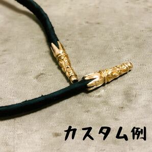 真鍮 BRASS スクロール ボロチップ レザーブレイド カスタム パーツ エンドパーツ 金色 革紐 ネックレス 靴紐 の先端 パーツの画像3