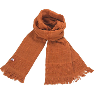  cotton 100% soft weave up . kind feel of now . towel muffler all season volume ..136×32cm short . brick orange made in Japan 