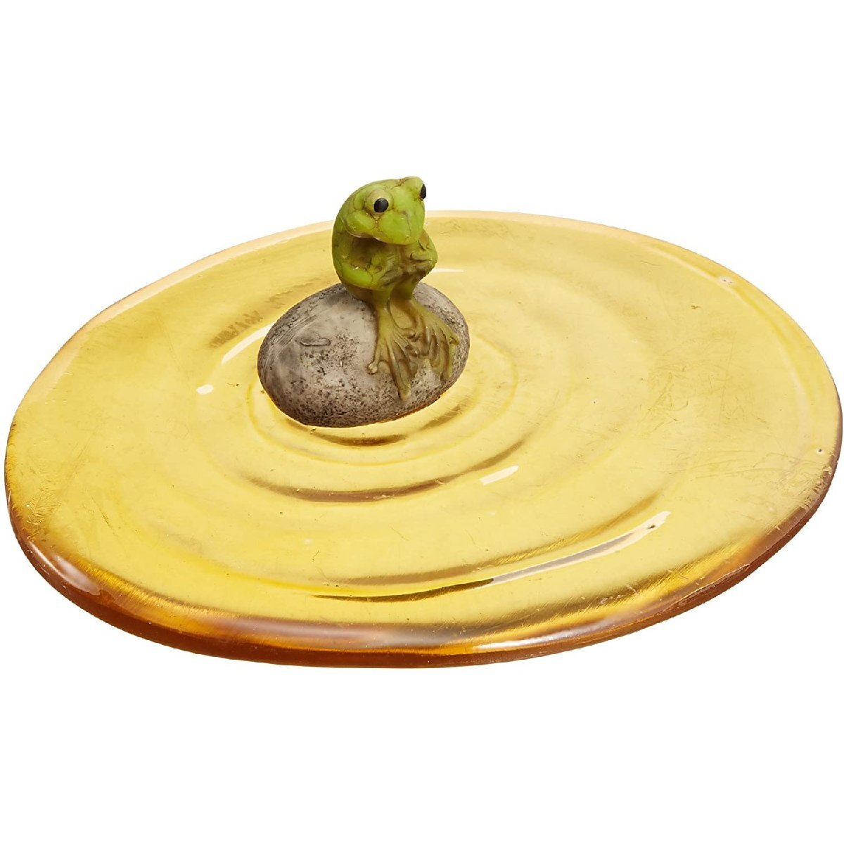 Une jolie figurine d'une grenouille assise à la surface de l'eau. 14 x 13 x 5 cm (hauteur) Résine acrylique, Articles faits à la main, intérieur, marchandises diverses, ornement, objet