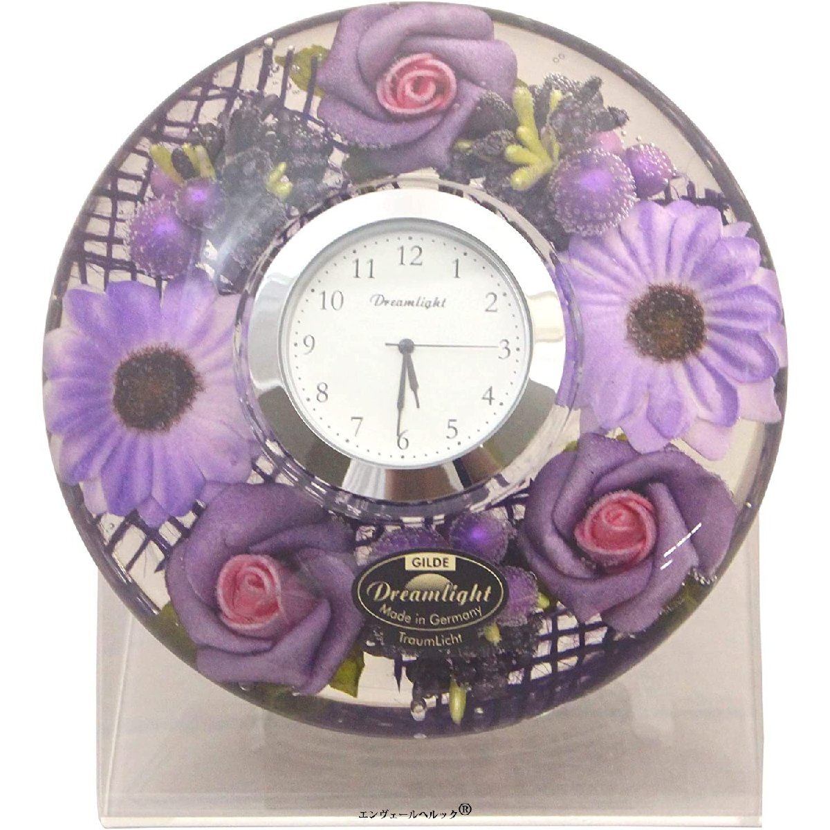 Each one is handmade. Natural taste table clock. Diameter 11 x Height 4cm. Fashion flower., Table clock, analog, General