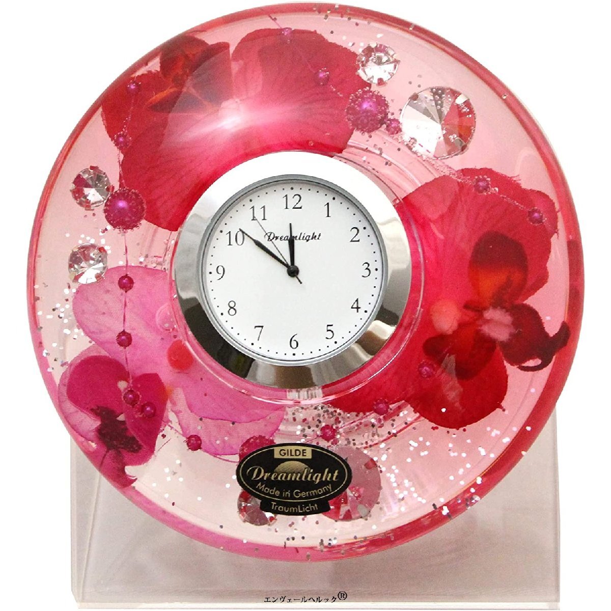 Horloge de table au goût naturel, fait à la main un par un, diamètre 11 x hauteur 4cm, diamant d'orchidée, Horloge de table, analogique, Général