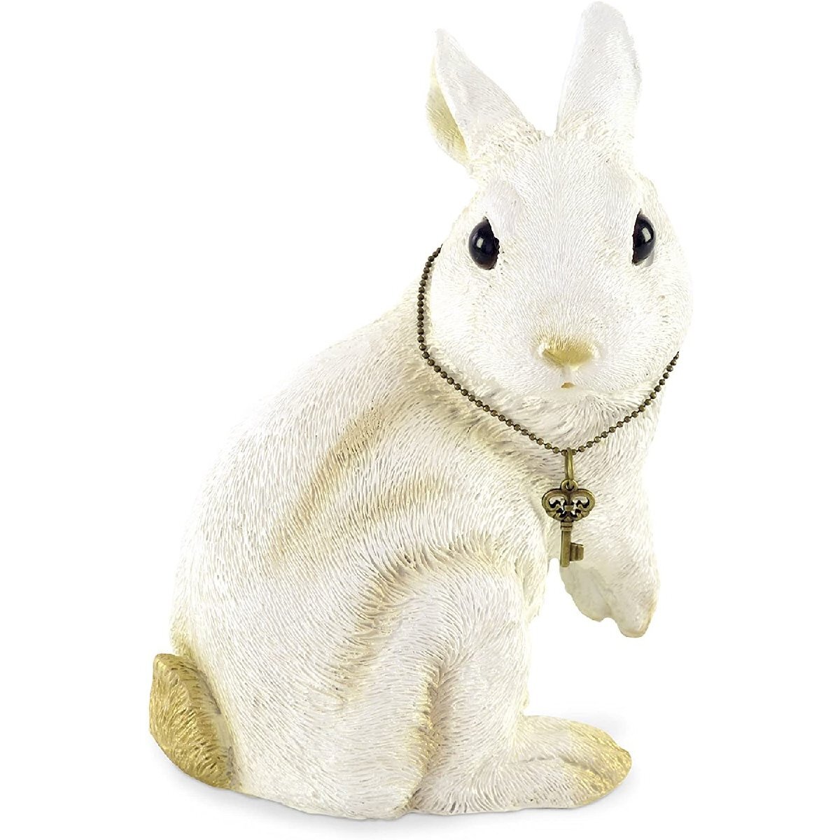 A cute, round shape piggy bank object, rabbit, 12.5 x 10 x 17.5 cm, realistic texture, and a cute gaze as it gazing at the keys hanging from it, Handmade items, interior, miscellaneous goods, ornament, object