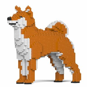 リアルな動物オブジェを作れる ブロックおもちゃ クールで凛々しい 柴犬 24.4×10×高さ23.3cm ネジで固定する丈夫なブロック 大人向け