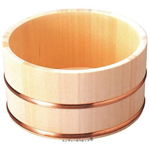 水に強く耐久性よいひのき製の 湯桶 丸型 銅タガ 直径22.5×高さ11.5cm 日本製 木の桶でちょっと温泉旅館気分を味わえます_画像1
