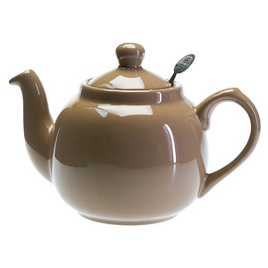 紅茶の本場イギリスの家庭用 ティーポット 2杯分600ml トープ せっ器 ころんとした丸いフォルムが可愛らしい