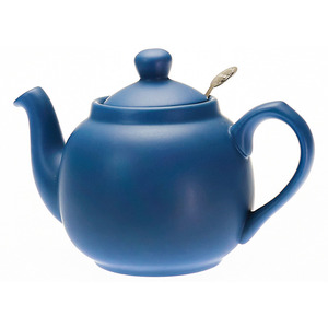 紅茶の本場イギリスの家庭用 ティーポット 2杯分600ml ノルディックブルー せっ器 ころんとした丸いフォルムが可愛らしい