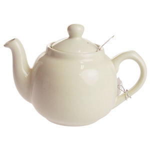 紅茶の本場イギリスの家庭用 ティーポット 2杯分600ml アイボリー せっ器 ころんとした丸いフォルムが可愛らしい