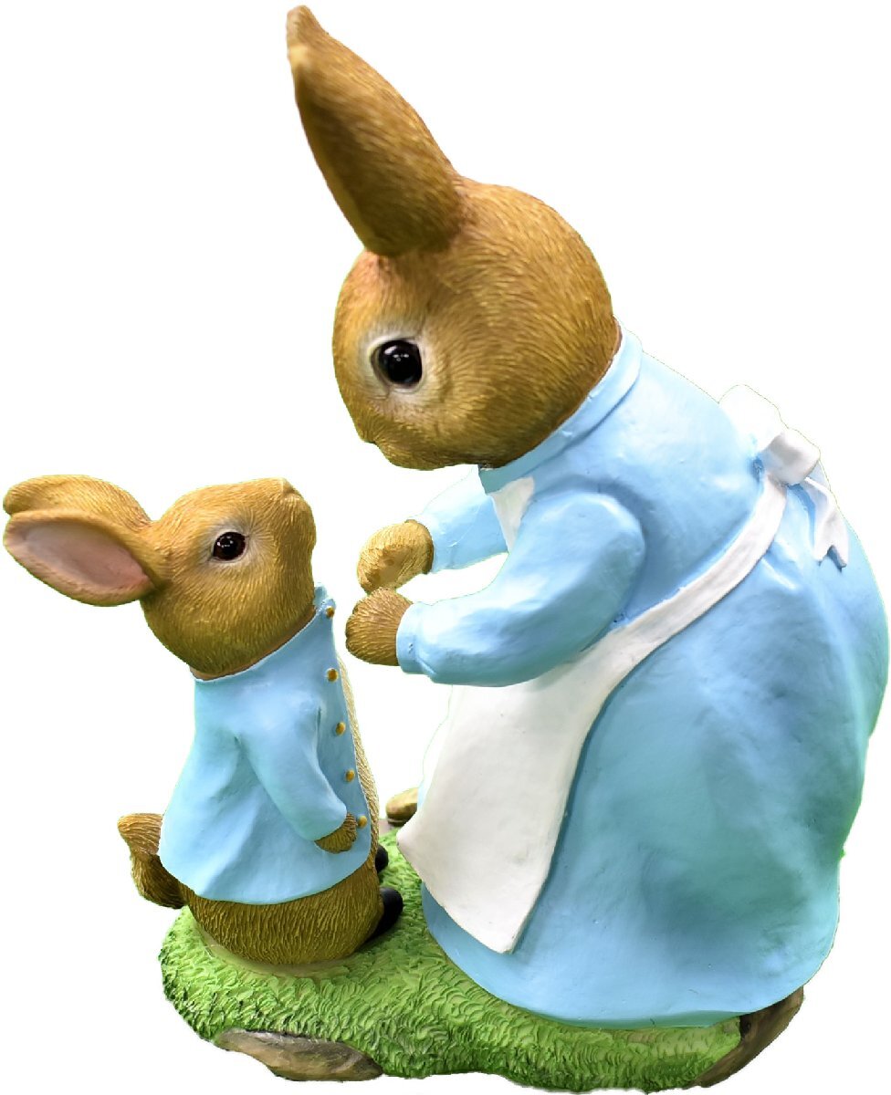 Long loved around the world, Peter Rabbit, Peter and his mother, figurine, object, 12 x 21 x height 25 cm, faithfully reproduced as in the picture book, Handmade items, interior, miscellaneous goods, ornament, object