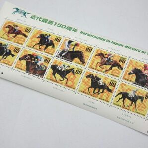 ■未使用品 切手 80円×10 額面総額800円 近代競馬150周年 記念切手 コレクション シートの画像1