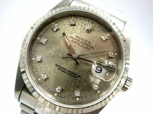 ■稼働品 ROLEX ロレックス 16234G X番 コンピューター文字盤 3135 62510H SS 自動巻き 腕時計 メンズ 10Pダイヤ 付属品有 デイトジャスト