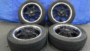 【宮城 塩釜発】中古 サマータイヤ・社外ホイールセット 4本 165/55R14 グッドイヤー EAGLE LS2000 2019年製 7分山 ※個人宛発送不可