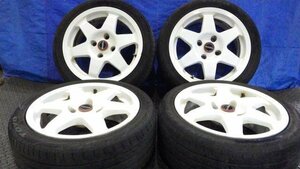 【宮城 塩釜発】中古 サマータイヤ・社外ホイールセット 4本 205/45R16 speedline タイヤ溝無し ※個人宛発送不可