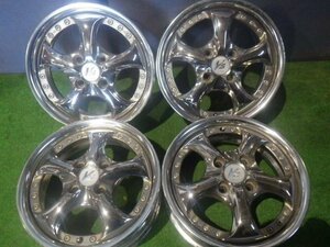 【青森発】中古 アルミ ホイール 社外 WORK VS-KF 14x5JJ 4H PCD 100 +45 4本 エアバルブ欠品＜個人宛発送不可商品＞