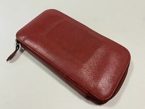 財布 長財布　中古　グッズ　イルビゾンテ　IL BISONTE レザー　革　赤　レッド