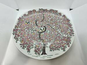 ◇未使用保管品 有田焼 峯山作 飾り皿 大皿 枝垂れ桜 桜 陶磁器 美術工芸品 直径約34㎝ 食器 置物 飾り インテリア コレクション