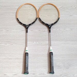 希少 YONEX ヨネックス THREE ACE/スリーエース B-900 【未使用】 木製 バドミントン ラケット 2本セット レア ヴィンテージ 送料無料の画像1