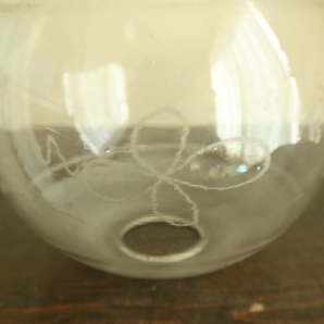 電笠 3 素朴な図柄が楽しい 透明 模様入り ガラス 硝子 シェード アンティーク 照明 電傘 ランプ レトロ 検) 大正ロマン 氷コップ 気泡の画像8