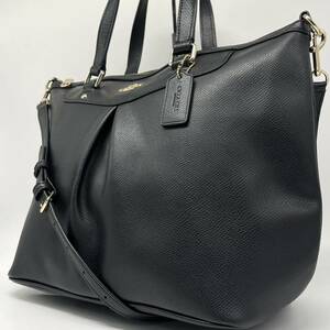 1円〜極美品【大容量/ A4収納可】COACH コーチ メンズ トートバッグ 2way ショルダー ビジネス レザー 本革 肩掛け 斜め掛け 通勤 鞄 黒