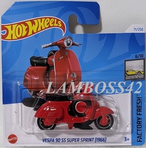 2024 #071A ホットウィール Vespa 90 SS Super Sprint (1966) ベスパ 90 SS スーパー スプリント Hot Wheels Factory Fresh Short Card SC