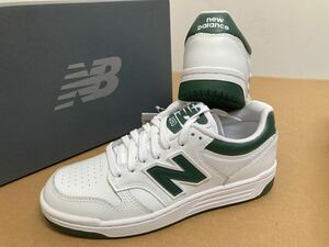 新品未使用品　大人気！24.5cmニューバランス（new　balance）レディーススニーカーBB480LNGホワイトグリーン白緑