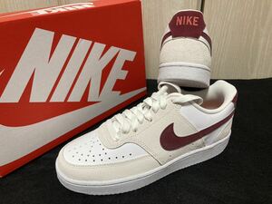 新品24cmナイキNIKEレディーススニーカーコートビジョンCOURTVISION LOホワイトエンジバーガンディワインレッドエアフォース1AF1好きに